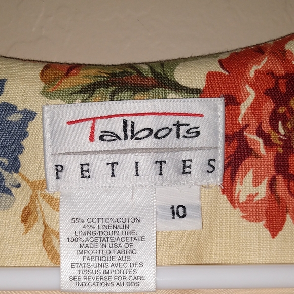 Talbots Linen blend lined Floral Long Dress Sz 10 - Picture 3 of 7